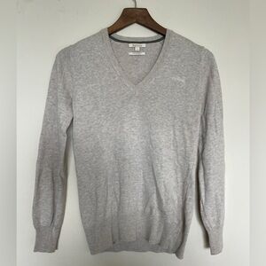 BARBOR 🇬🇧 Pima Cotton V-Neck Cardigan Sweater in a Light Oatmeal Color, Size 8